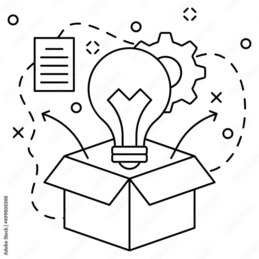 Bulb with Cardboard vector line icon design, business corporation symbol, Joint partnerships Sign, Sales and Marketing management stock illustration, Out-of-the-Box Inbound Marketing Idea Concept Bulb with Cardboard vector line icon design, business corporation symbol, Joint partnerships Sign, Sales and Marketing management stock illustration, Out-of-the-Box Inbound Marketing Idea Concept