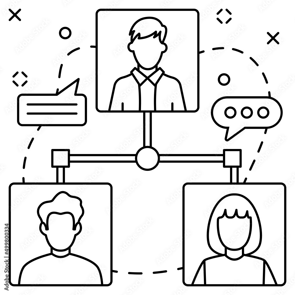 Tech people conference vector line icon design, business corporation symbol, Joint partnerships Sign, Sales and Marketing management stock illustration, Remote Team Management Concept Tech people conference vector line icon design, business corporation symbol, Joint partnerships Sign, Sales and Marketing management stock illustration, Remote Team Management Concept