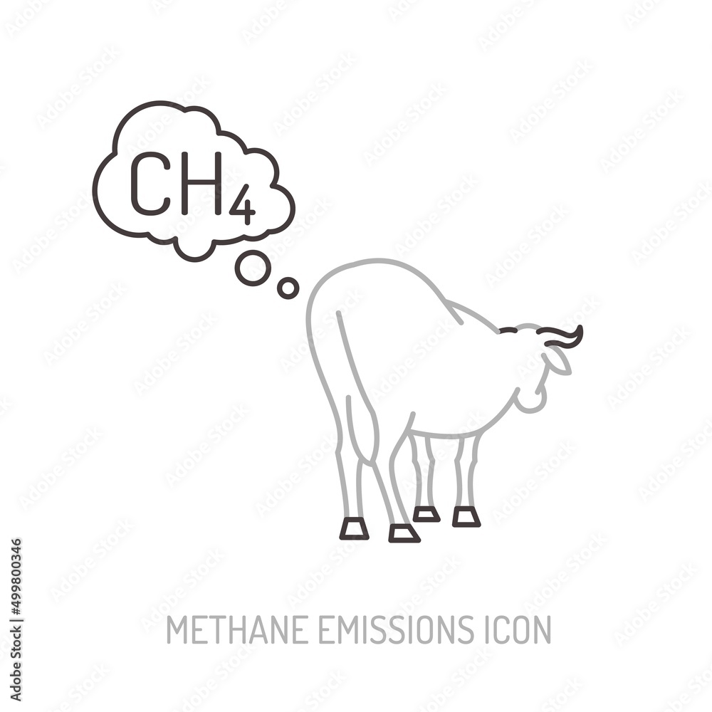 Methane emissions from livestock. Editable vector illustration Methane emissions from livestock. Editable vector illustration