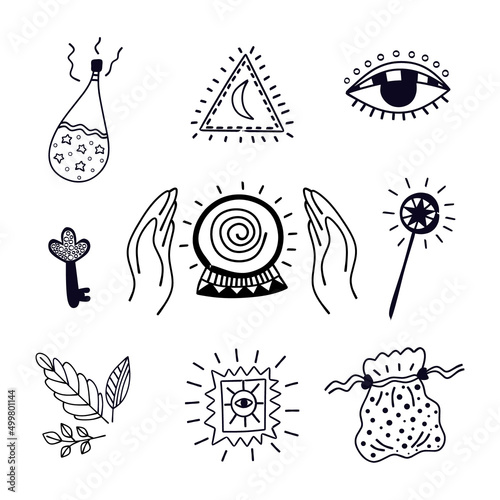 Doodle set of magic objects
