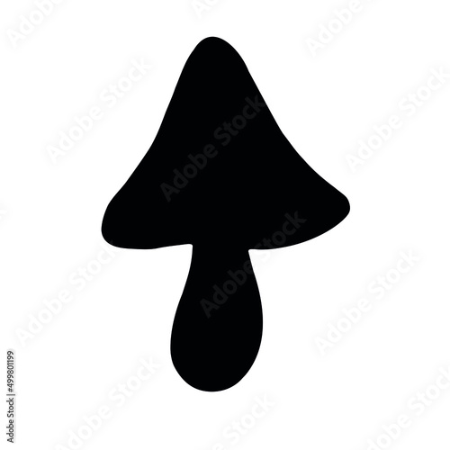 Vector hand drawn doodle sketch fly agaric mushroom silhouette isolated on white background