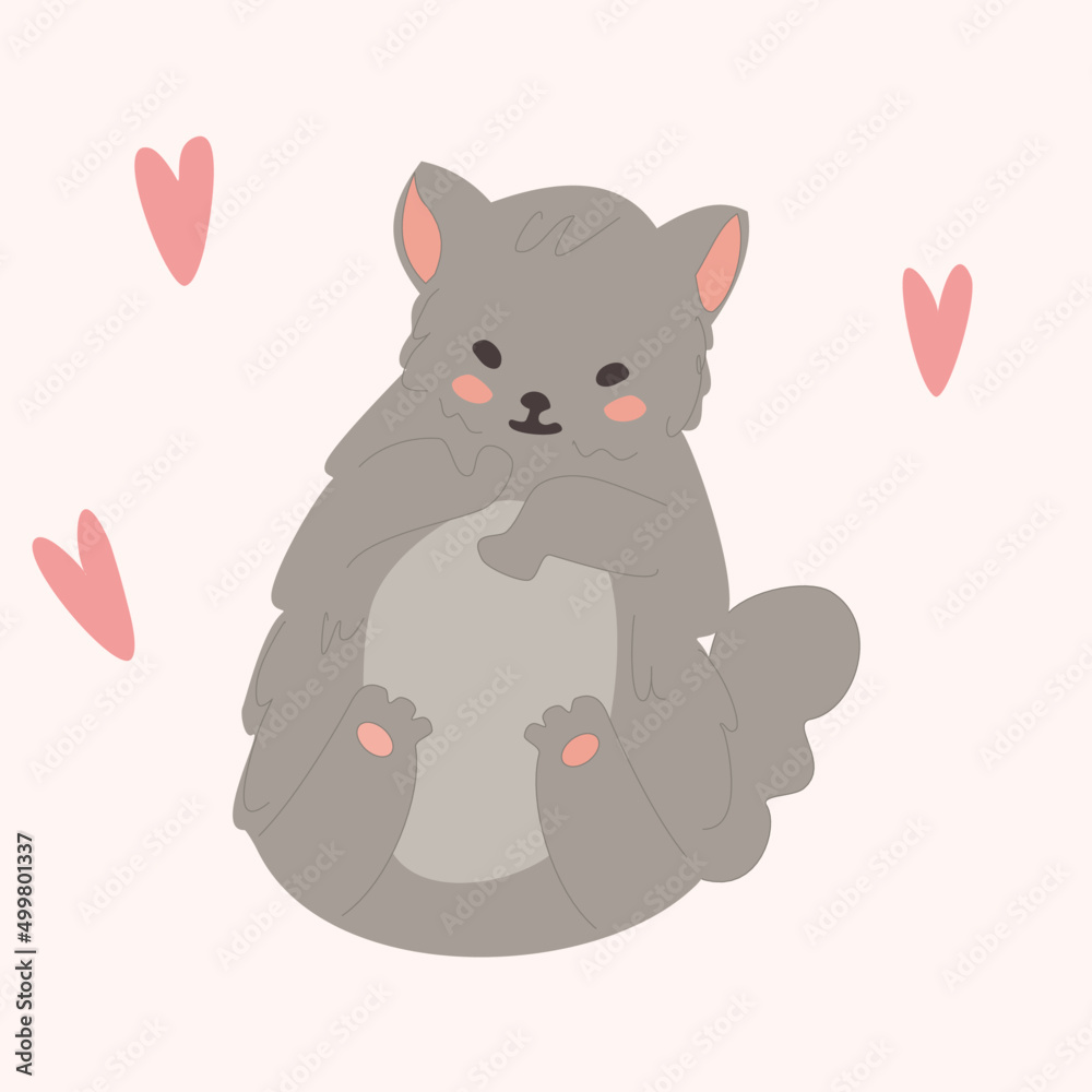 cute cat in cartoon style lying down, playful cat cute cat in cartoon style lying down, playful cat