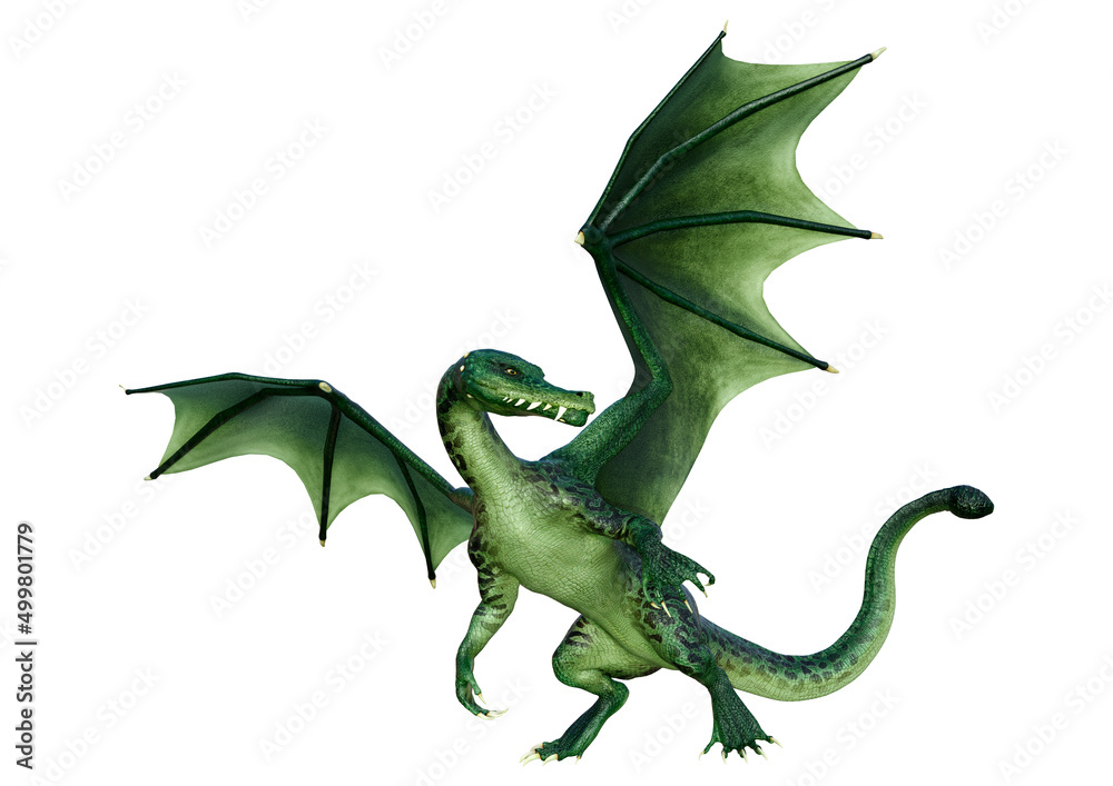 Fototapeta premium 3D Rendering Fairy Tale Dragon on White