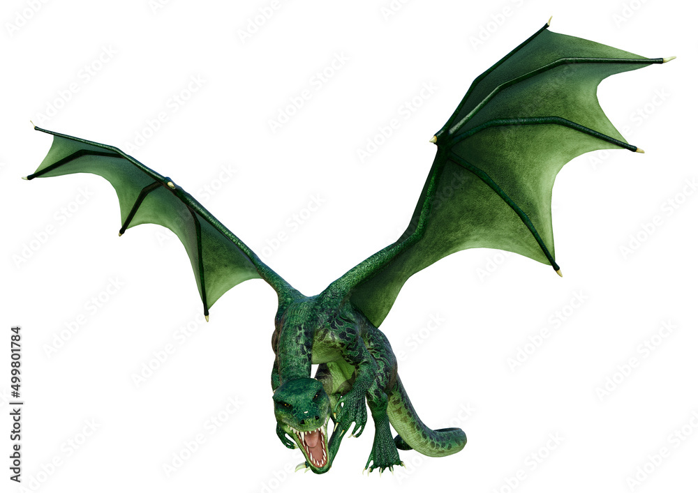 Fototapeta premium 3D Rendering Fairy Tale Dragon on White