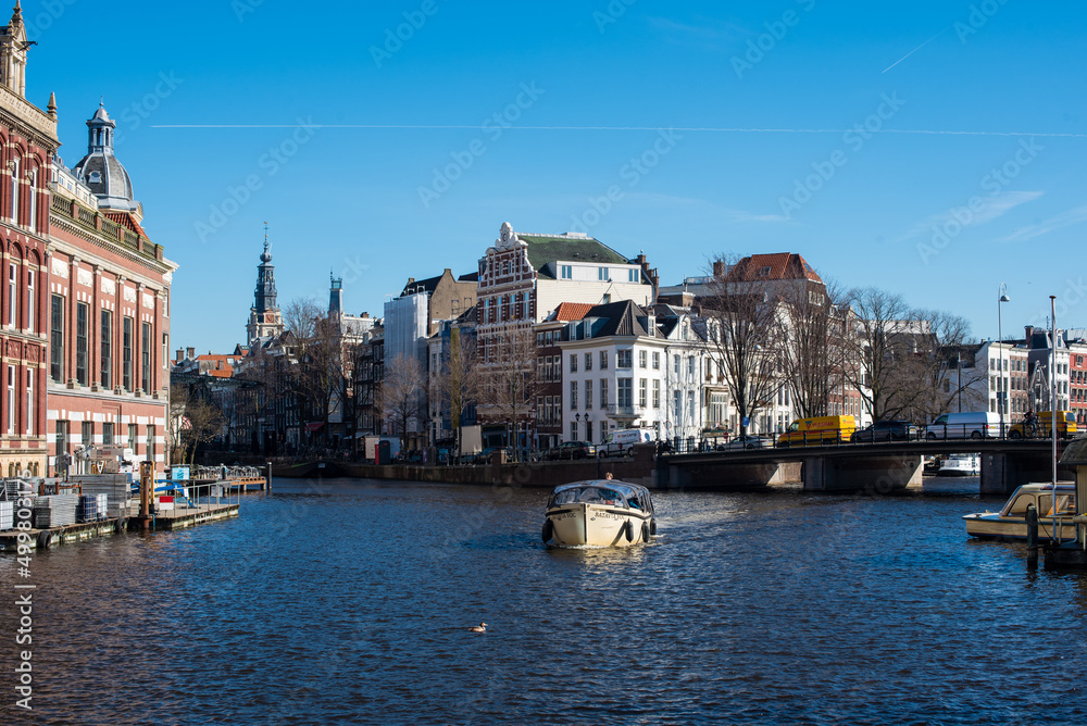 Amsterdam streets and canals in spring 