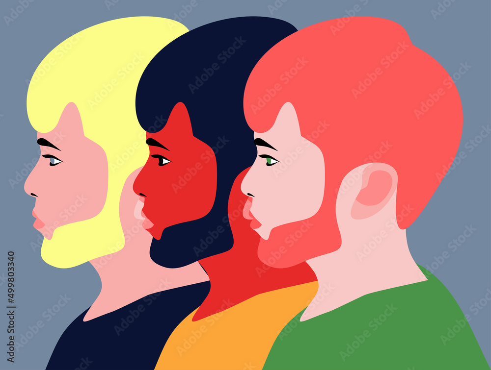 Set of abstract male portraits, side view.Vector illustration Set of abstract male portraits, side view.Vector illustration