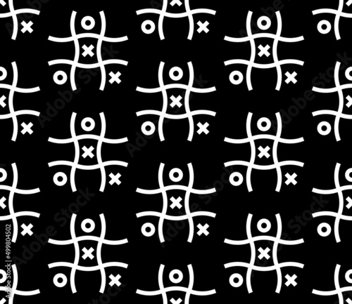 Tic Tac Toe. Black and white seamless pattern full od tic tac toe  Noughts and crosses  Xs and Os