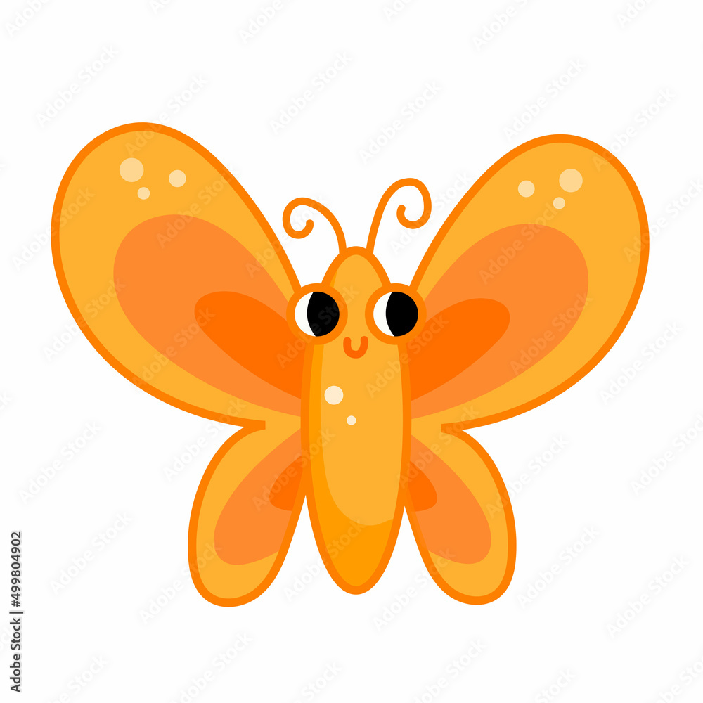 .Cute cartoon vector flat butterflies characters in baby nursery childish style. Ideal for education sheet illustrations. .Cute cartoon vector flat butterflies characters in baby nursery childish style. Ideal for education sheet illustrations.