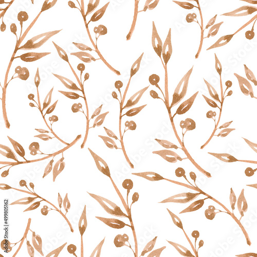 Hand drawn watercolor, Seamless autumn leaves pattern ,beautiful autumnal background