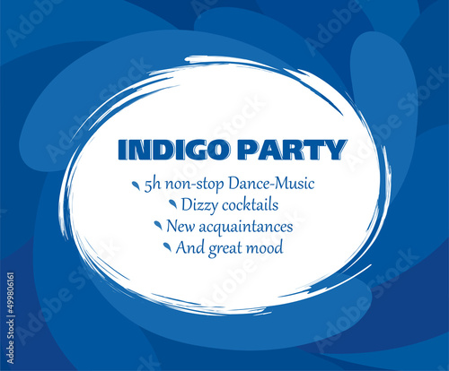 Poster template with frame for text, blue background, circulation, entertainment and fun, mockup