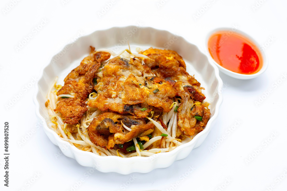 Crispy fried mussel pancake with bean sprout Crispy fried mussel pancake with bean sprout