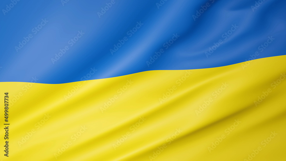 Ukrainian flag waving full frame. 3D render illustration. Ukrainian flag waving full frame. 3D render illustration.