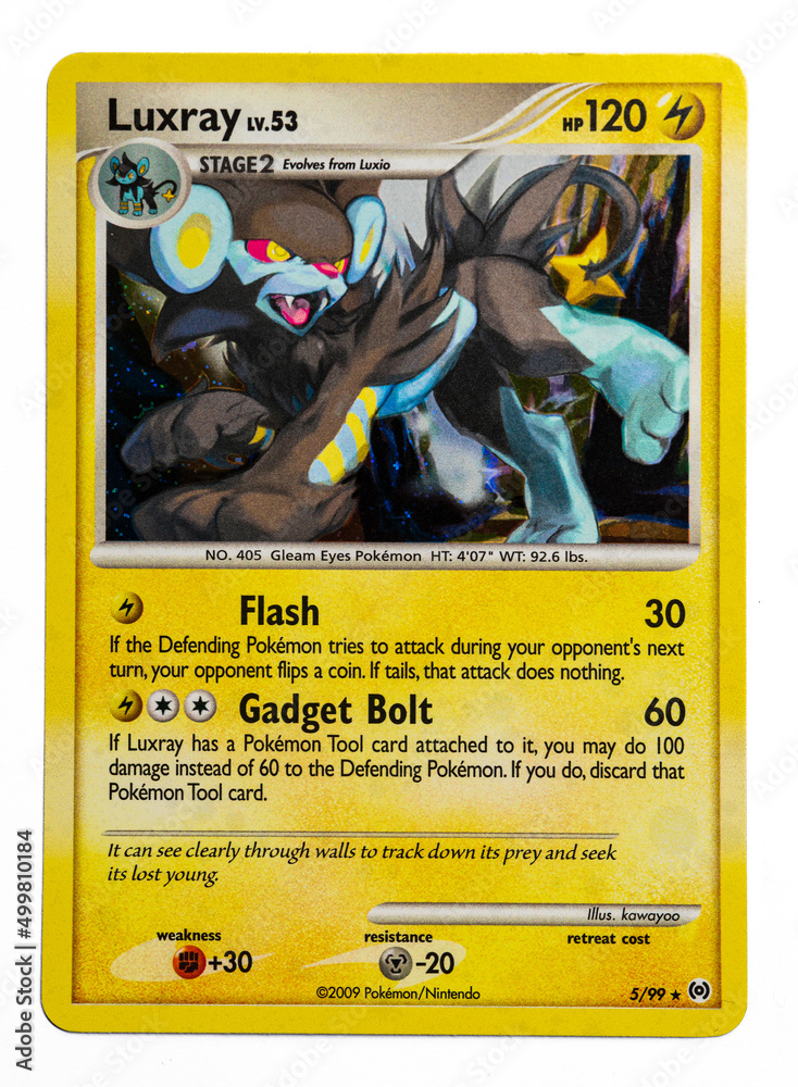 Hamburg, Germany - 04192022: photo of the english TCG pokemon holo rare card  Luxray Lv 53 from the Arceus series. Stock Photo | Adobe Stock
