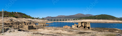 panorama view of the ghost town of Aceredo in the Alto Lindoso reservoir