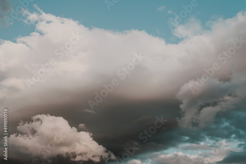 Structure of overcast sky as background. Clouds form texture. Approaching rain front, weather change