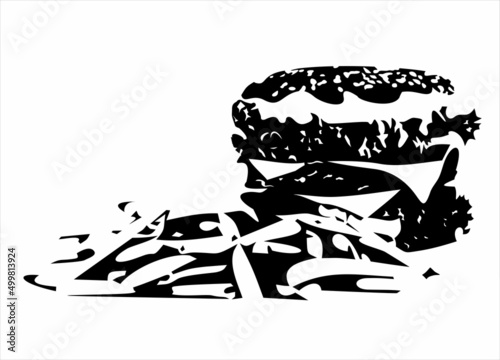 burger and fries illustration, delicious popular food, fast food set, vector image