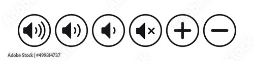 Set of simple volume icons design graphic. Volume Increase, decrease, and mute meaning symbol.