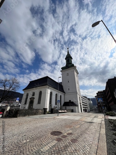 Pictures from historical Nykirken in Nordnes District Bergen Norway photo