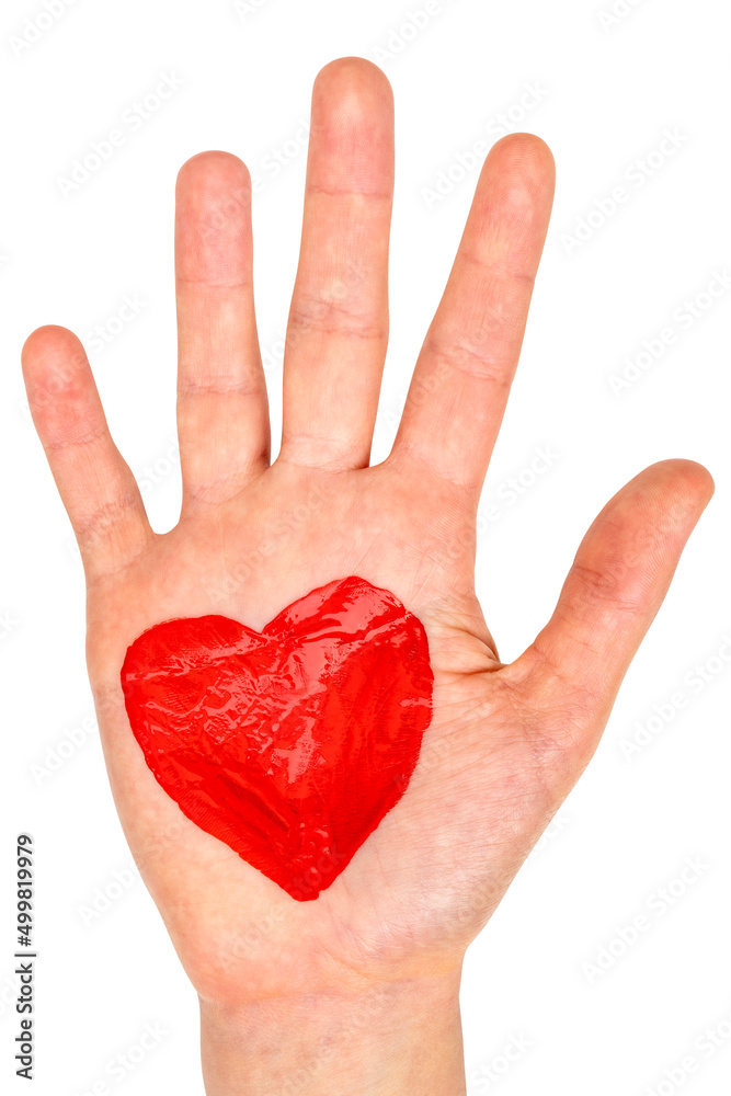 Obraz premium Hand with painted red heart
