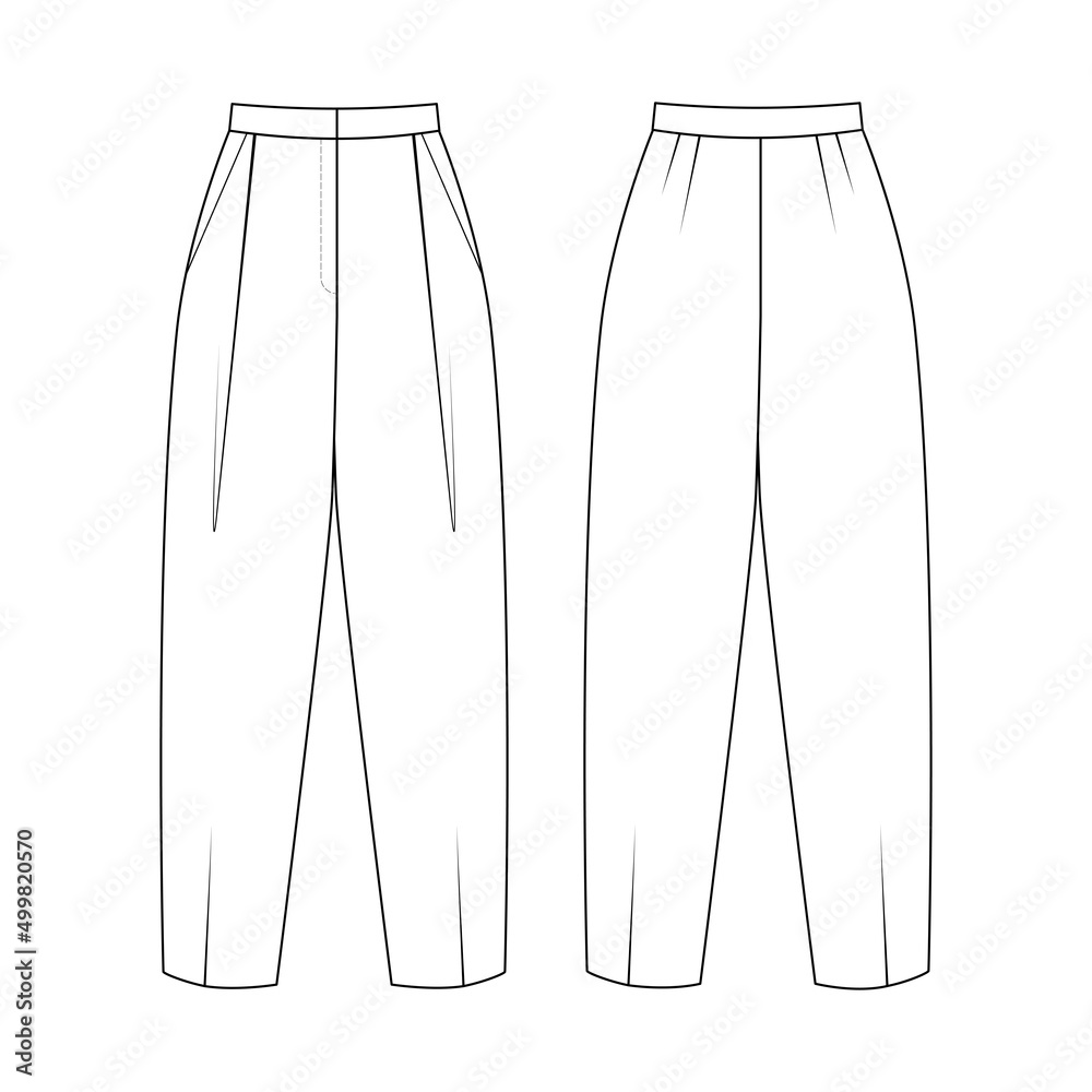 Template wide tie belt trousers vector illustration flat sketch design  outline 5149205 Vector Art at Vecteezy