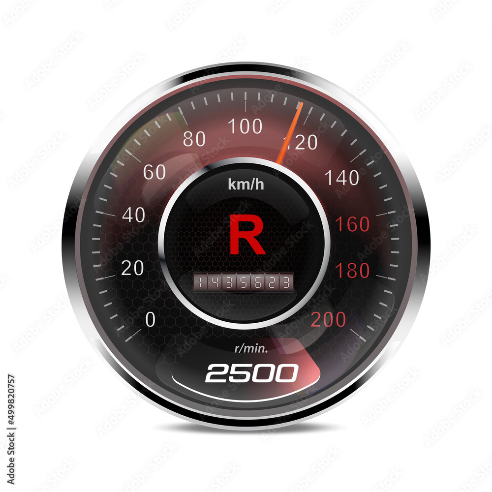Speedometer interface vector illustration isolated on white background