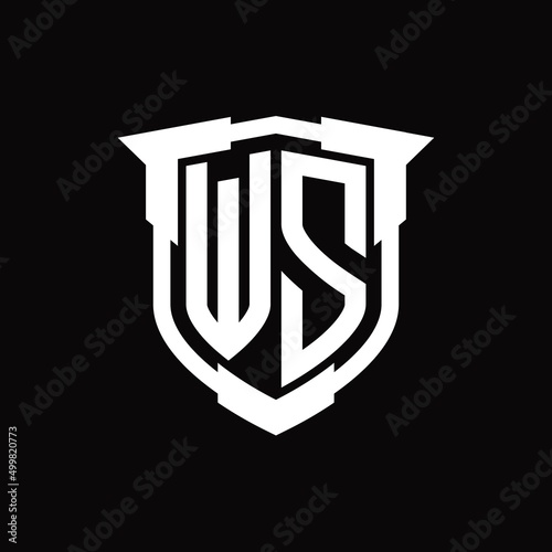 WS Logo monogram letter with shield shape design