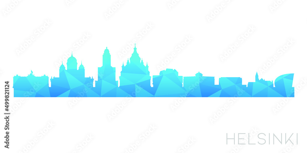 Fototapeta premium Helsinki, Finland Low Poly Skyline Clip Art City Design. Geometric Polygon Graphic Horizon Icon. Vector Illustration Symbol.