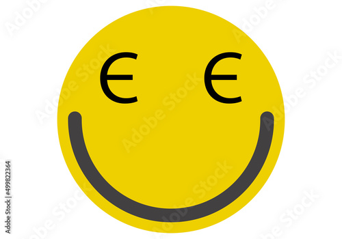 Cara sonriente con símbolo de euro. 