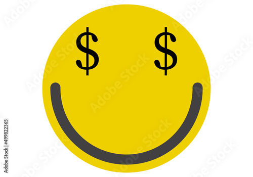Cara sonriente con símbolo de dolar.