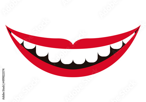Boca sonriendo con labios rojos. 
