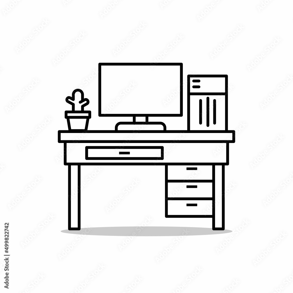 Desk icon isolated on white background Desk icon isolated on white background