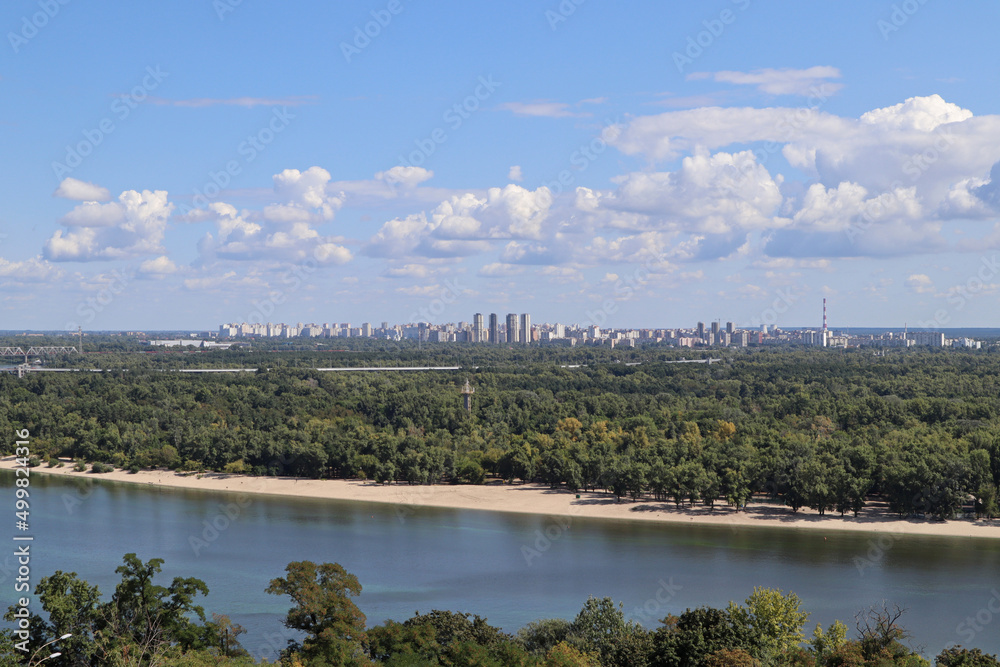 View of Kyiv and its surroundings from the Dnieper from Khreschatyi Park