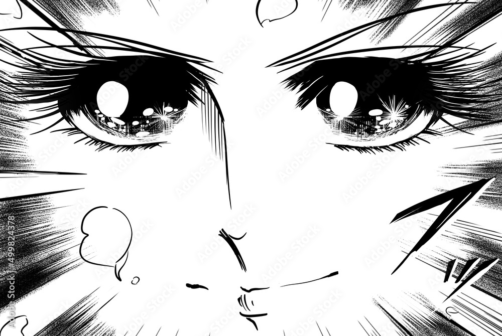 70年代少女漫画キラキラした瞳で微笑み決め顔する青年主人公のドアップイラスト Stock Illustration Adobe Stock