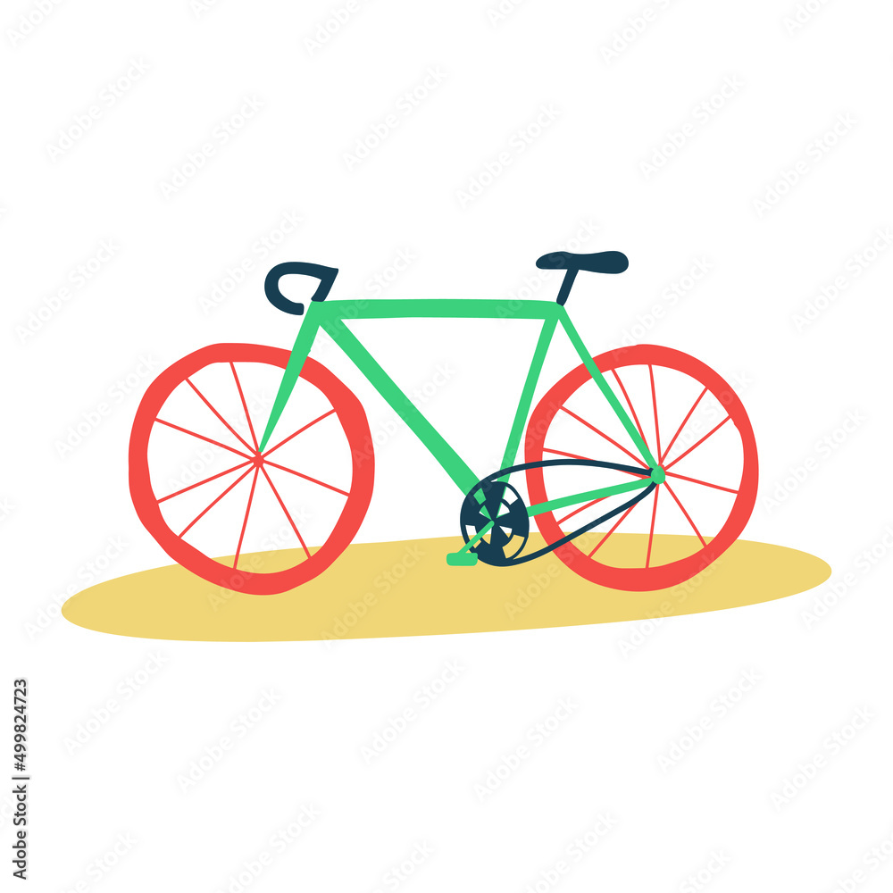 Fototapeta premium Flat vector illustration of a men's bicycle. Rent a bicycle for a healthy and ecological lifestyle.