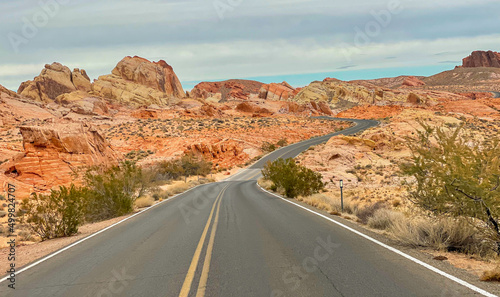 Red rock mountains in desert