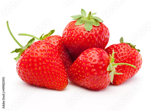 Ripe strawberries isolated on white background