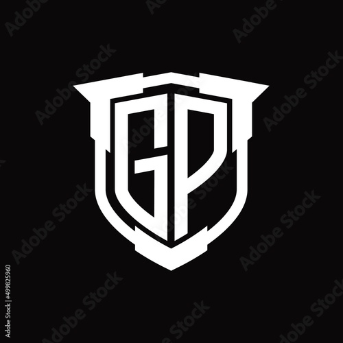 GP Logo monogram letter with shield shape design