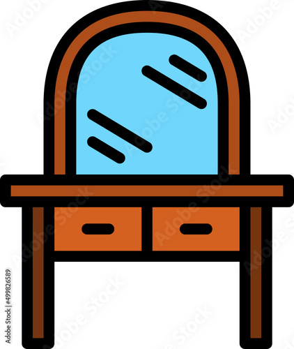 dressing table color outline icon