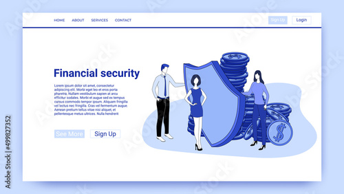 Financial security.Safe use of funds.An illustration in the style of the landing page is blue.