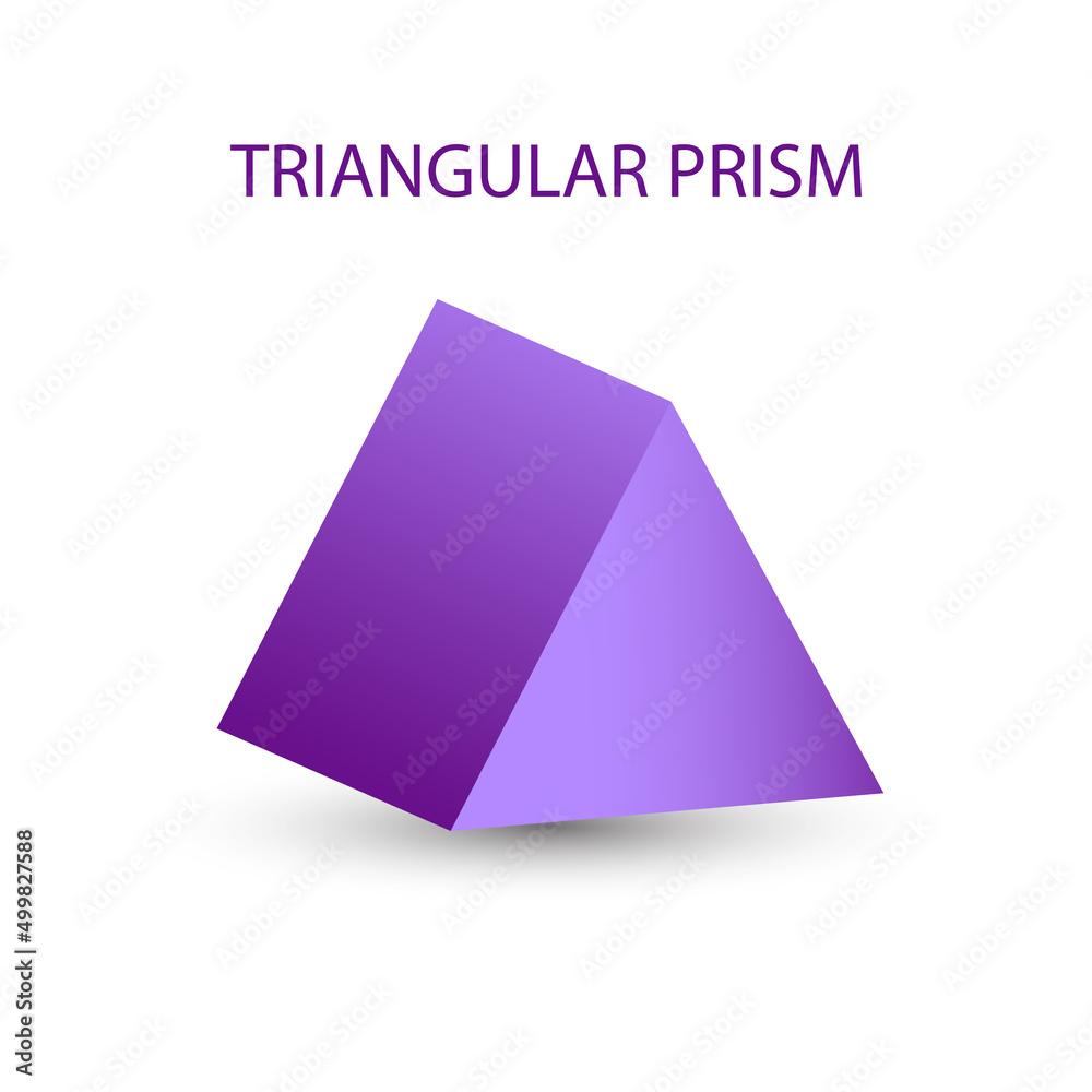 Vector purple, triangular prism with gradients and shadow for game
