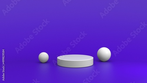 white  podium 3d render product display stand blank set cylinder sphere shape minimal violet background © Ahadul Hasan