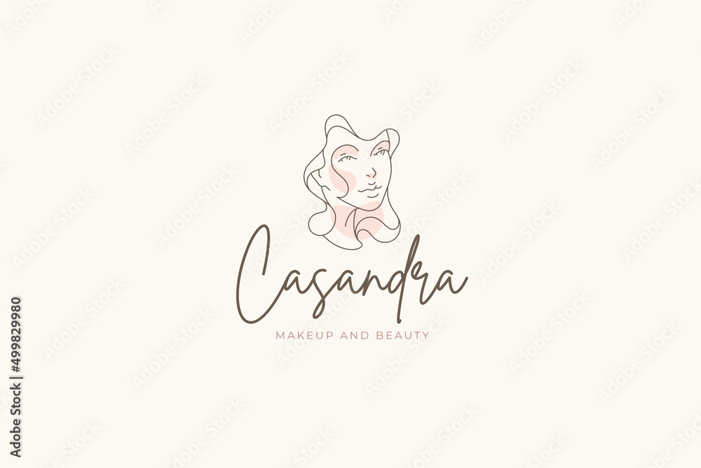Elegant lady portrait makeup pastel spot beauty silhouette logo with place for text vector