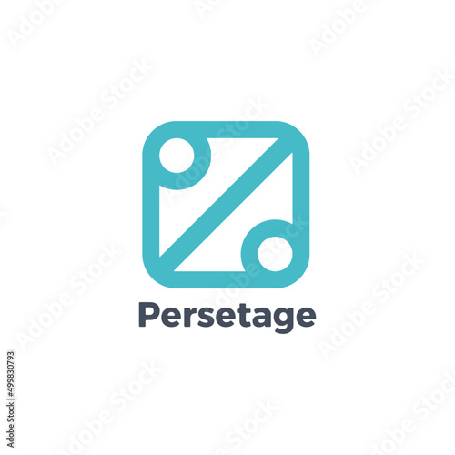 Percentage icon logo for mathematics or Phisic. Math logo with persent icon in the cube vector illustration.