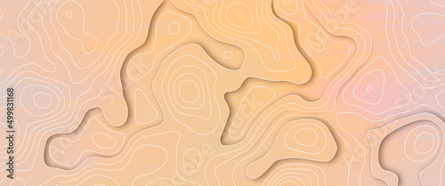 3D colorful Topographic map background concept. Topo contour map magic black neon light curved lines.