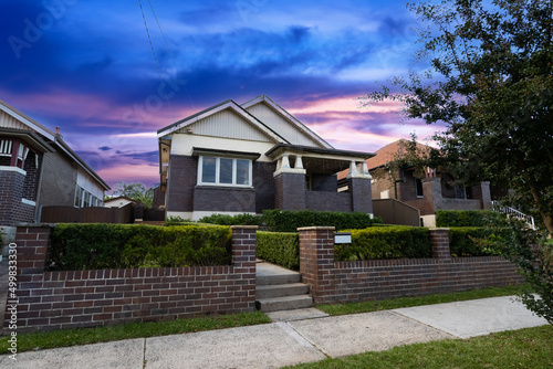 Photography Suburban federation house in Sydney at sunset NSW Australia
