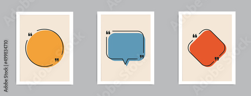 Quote frames blank template set. Mid century modern graphic. Blank template for your text, speech quotes in an empty bubble. Vector