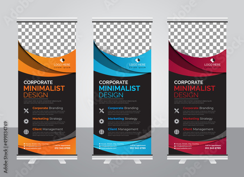 Professional Modern corporate colorful roll up standee banner design template