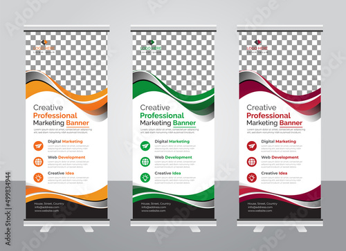 Modern corporate colorful roll up standee banner design template