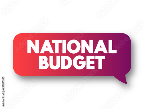 National Budget - document prepared by the government presenting its anticipated tax revenues and proposed expenditure for the coming financial year, text concept message bubble