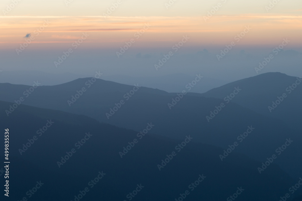 Summer sunrise in Parang Mountains, Romania